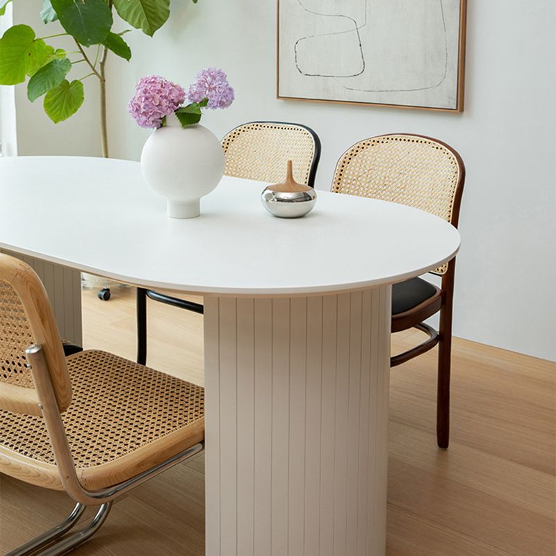 Modern Solid Wood Table for Restaurant Oval Kitchen Table with Double Pedestal