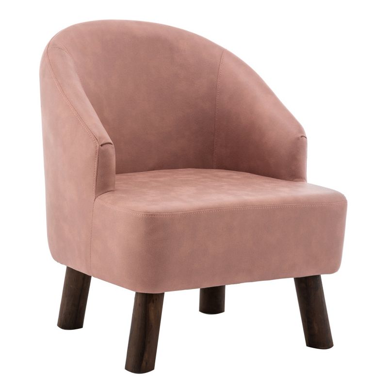 Faux Leather Chair Barrel Chair Solid Wood Frame Chair for Living Room