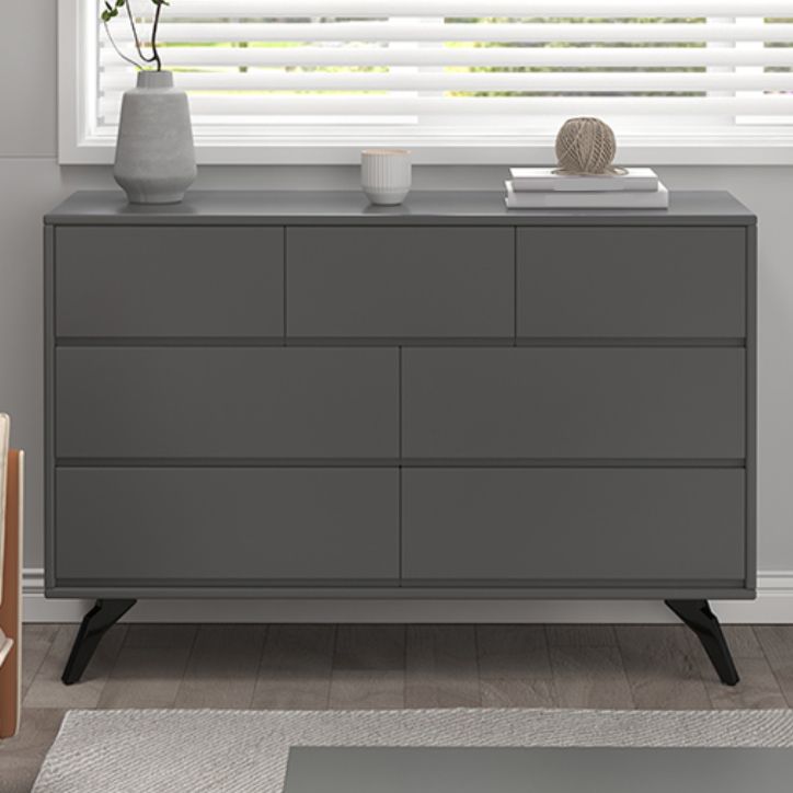 Contemporary Double Dresser Rubber Wood Horizontal Storage Chest Dresser for Bedroom