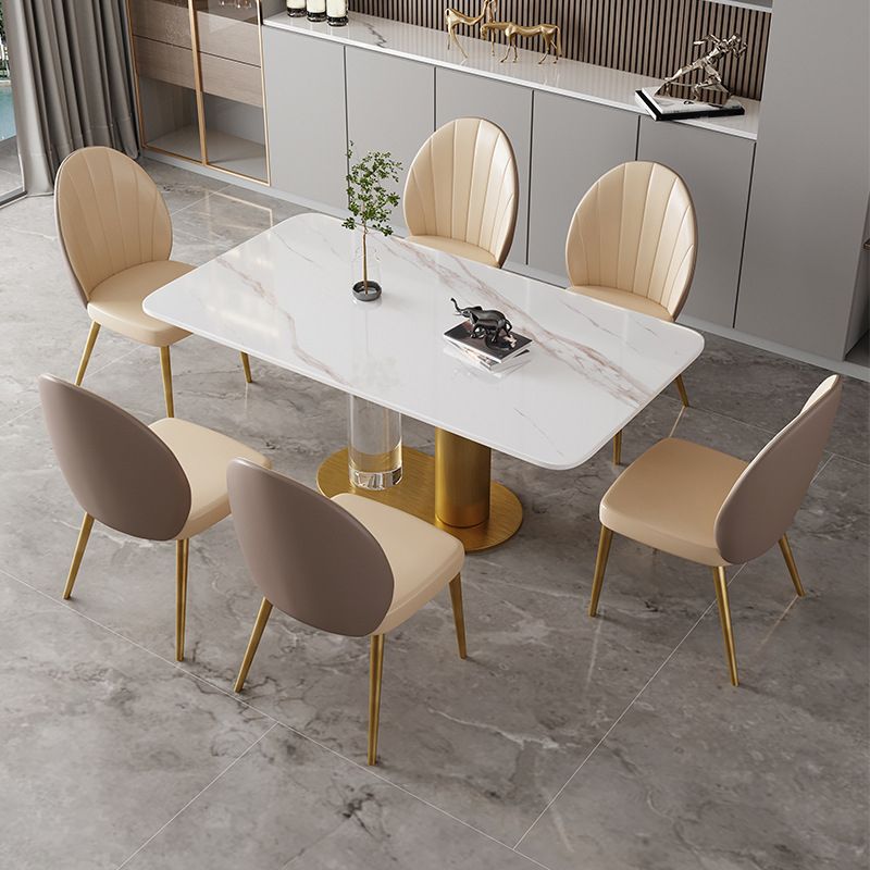 Luxurious 1/3/4/5/7 Pieces Rectangle Dining Set Sintered Stone Top Dinette Table Set