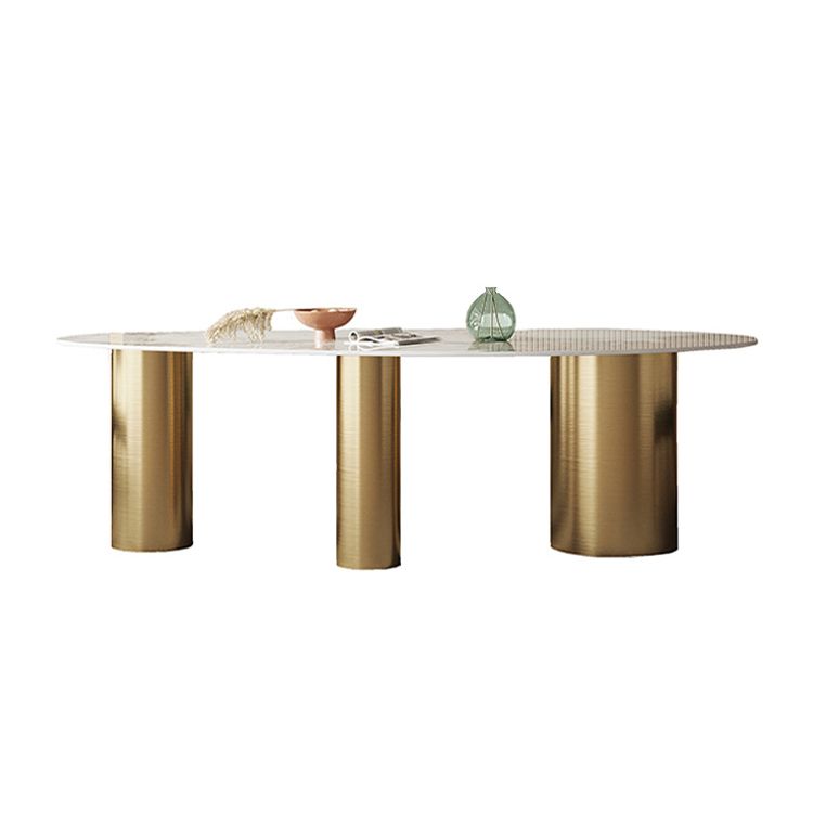 Metal Traditional Luxury Oval Indoor Table Marble Top Table with 3 Legs