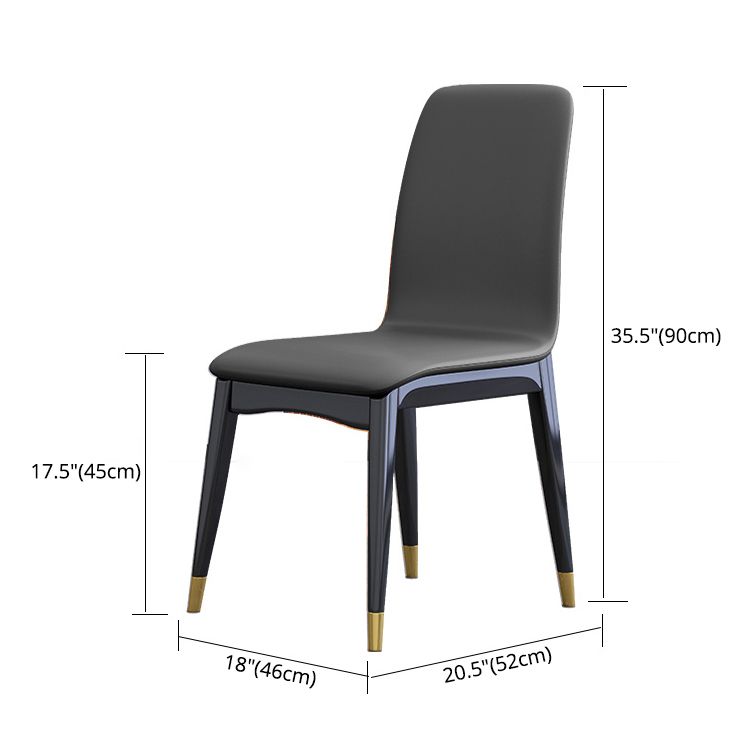 Industrial Rubberwood Solid Back Chair Matte Finish Upholstered Dining Chair with Black Legs