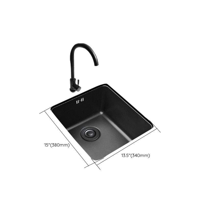 Black Stainless Steel Sink Single Bowl Undermount Sink with Basket Strainer