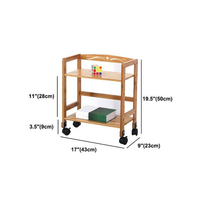 Natural Urban Etagere Bookshelf Manufactured Wood Bookcase with Caster Wheels