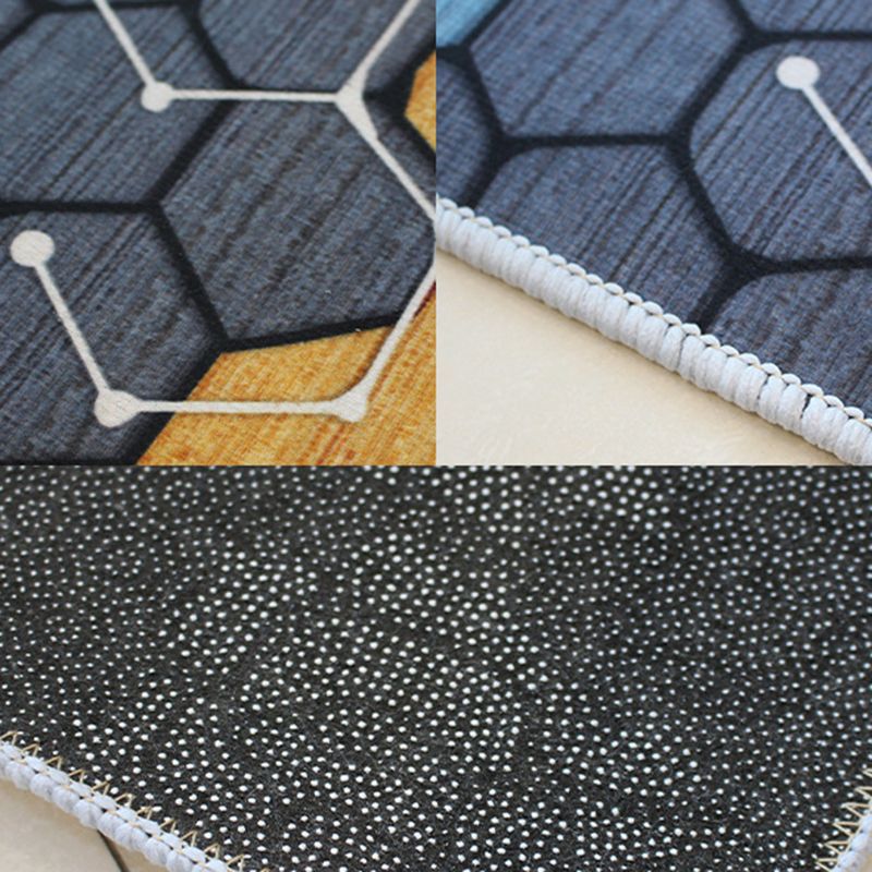 Modern Rectangle Polyster Area Carpet Living Room Non-Slip Backing Geometric Pattern