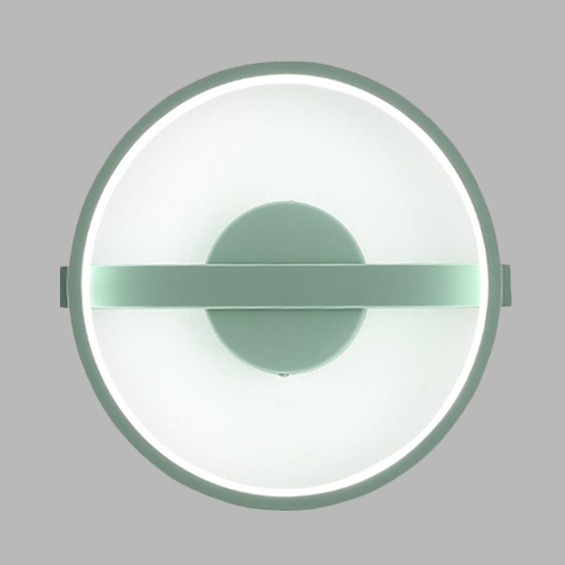 Green Round Sconce Light Minimalist LED Acrylic Wall Lamp Fixture in White/Warm Light, 12.5"/16.5" Dia