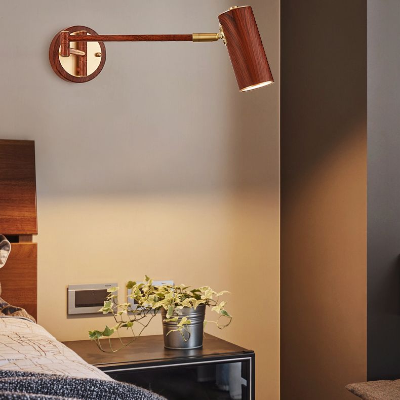 1-Licht-Zylinderwandbeleuchtung moderner Metallwandmontageleuchte in Braun