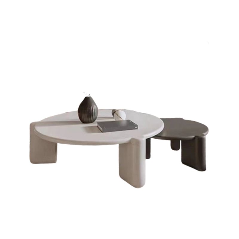 White Goose/black Oak Round Coffee Table with 3 legs Base Cocktail Table