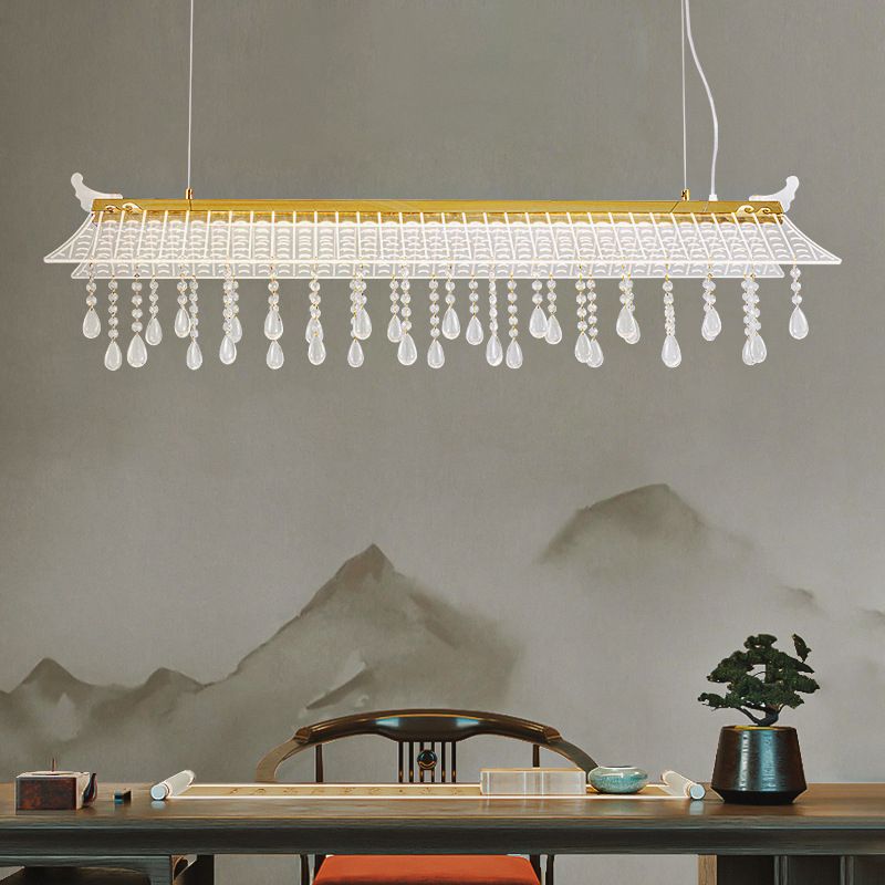 Modern Single Golden Kitchen Island Lighting LED Ceiling Light with Crystal