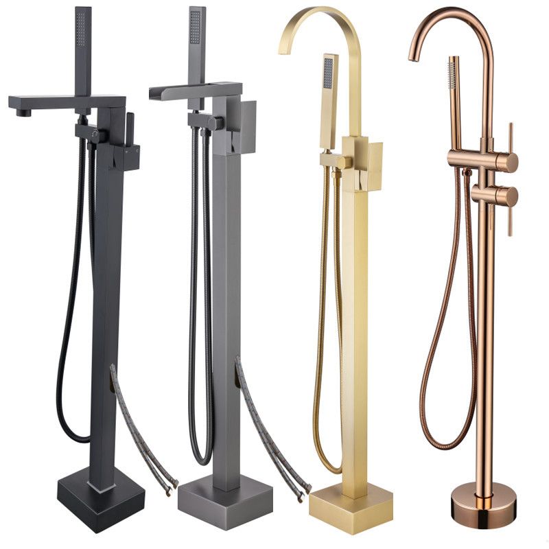 Floor Mounted Metal Freestanding Tub Filler Rotatable Freestanding Bathtub Faucet
