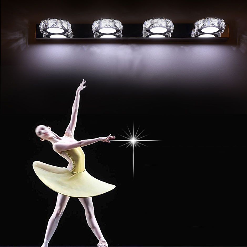 K9 Kristallblock Waschtisch Wandleuchter Modernismus Chrom Finish LED -Wandlampe für Bad