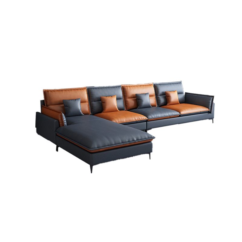 Glam Assembled Faux Leather Living Room Pillow Top Arm Sofa Chaise