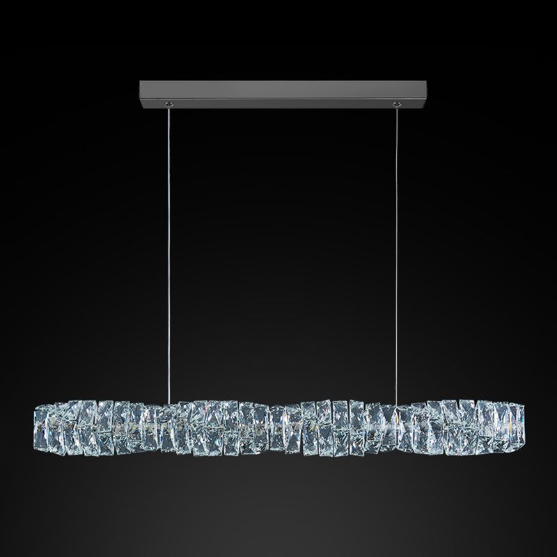 LED Crystal Ceiling Pendant Fixture Cylinder Kitchen Island Light in Gold / Sliver