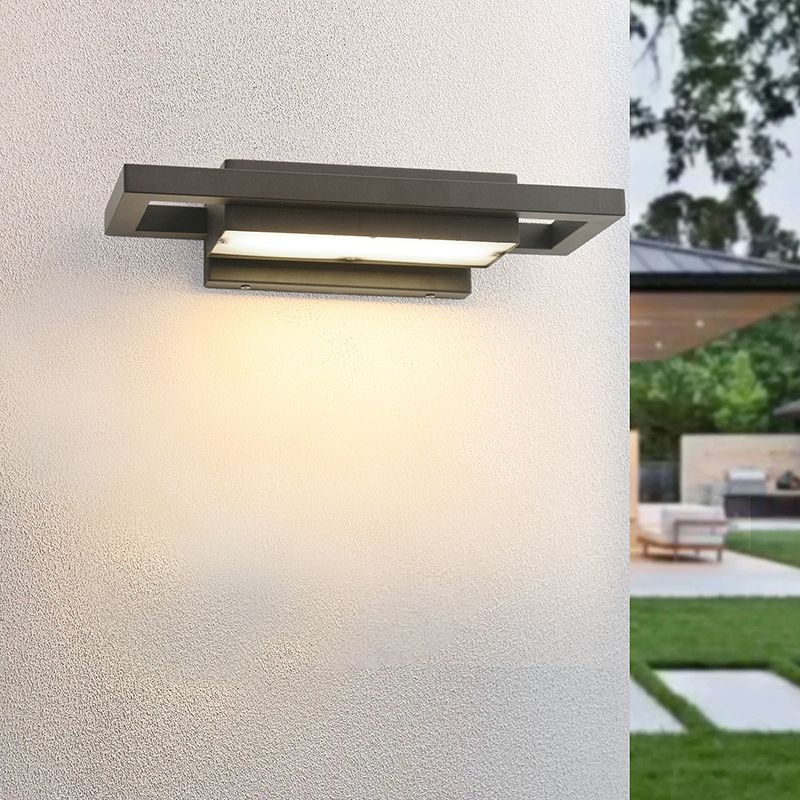 Contemporary Wall Sconce Rectangular Outdoor Wall Light Fixture with Stainless Steel