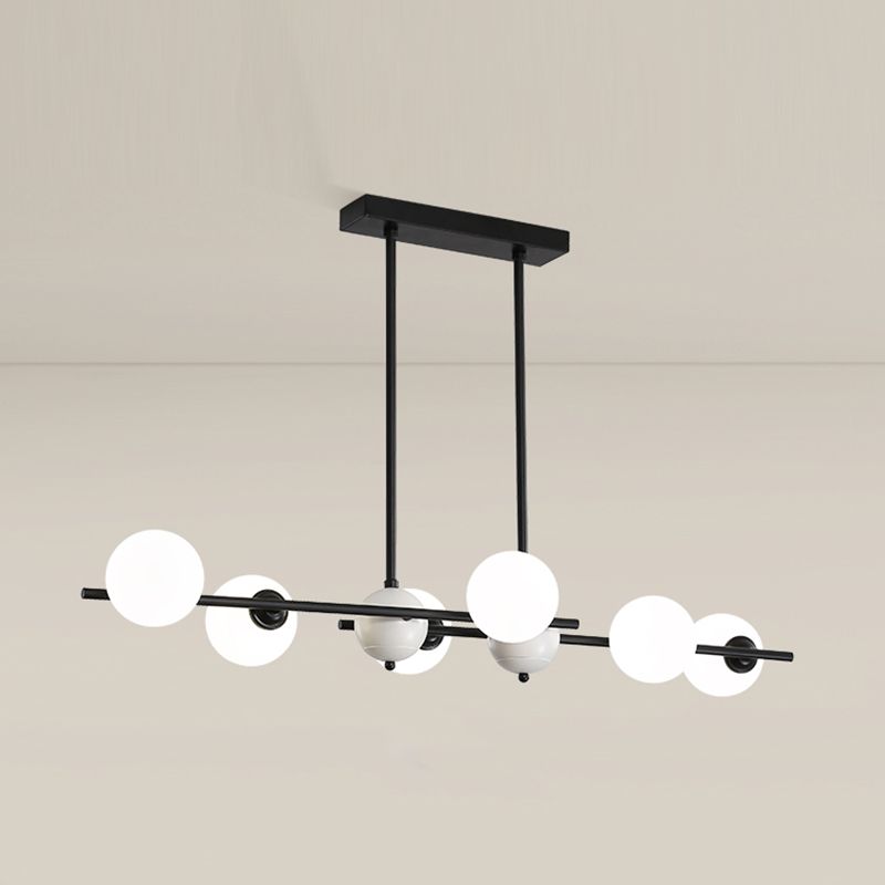Modern Style Spherical Shape Island Lights Glass 6 Light Island Lighting in Black