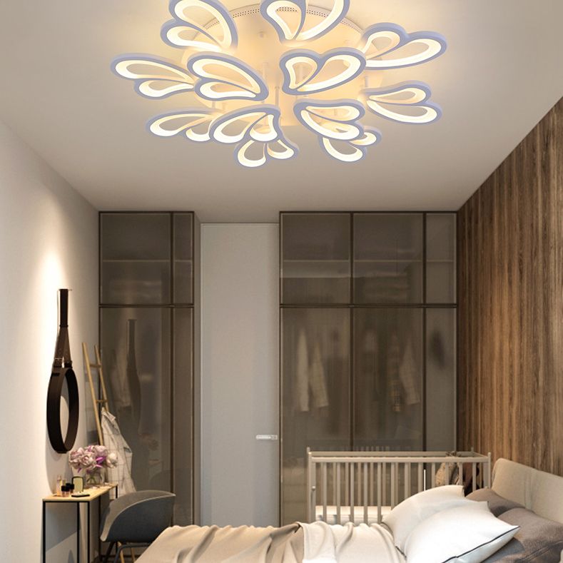 Luz de techo LED de sombra acrílica blanca en estilo moderno semi iluminación para dormitorio