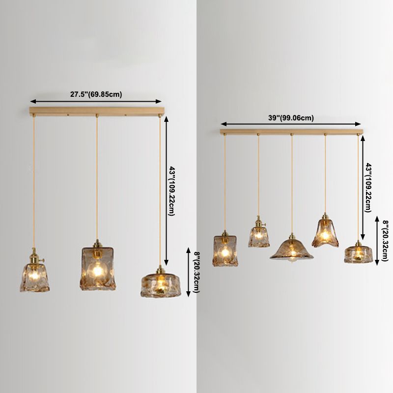 Moderne hanglampverlichting Geometrische hanglamp 3 Lichtglashanglicht in goud
