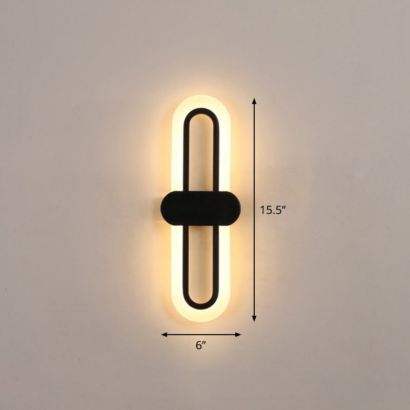 Hedendaagse langwerpige LED -muurverlichting Acryl Acryl Woonkamer SCONCE LICHTBELEMING IN ZWART