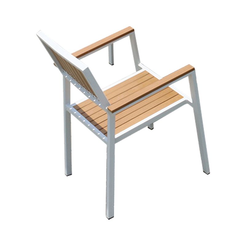 Contemporary Stacking Metal Dining Armchair with Arm Patio Dining Armchair