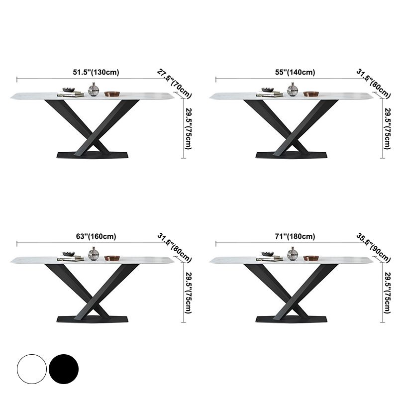 Mesa de comedor de cocina de forma rectangular contemporánea Mesa de comedor de piedra sinterizada con base de pedestal