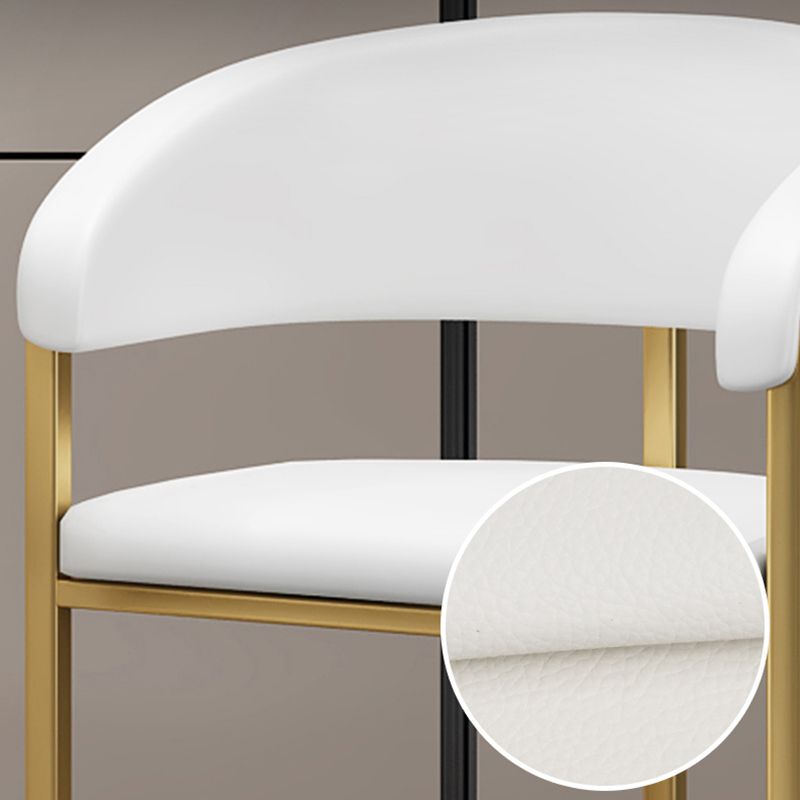 Glam Armrest Backrest Counter Stool Iron Bar Stool with Leather Cushion and Pedal