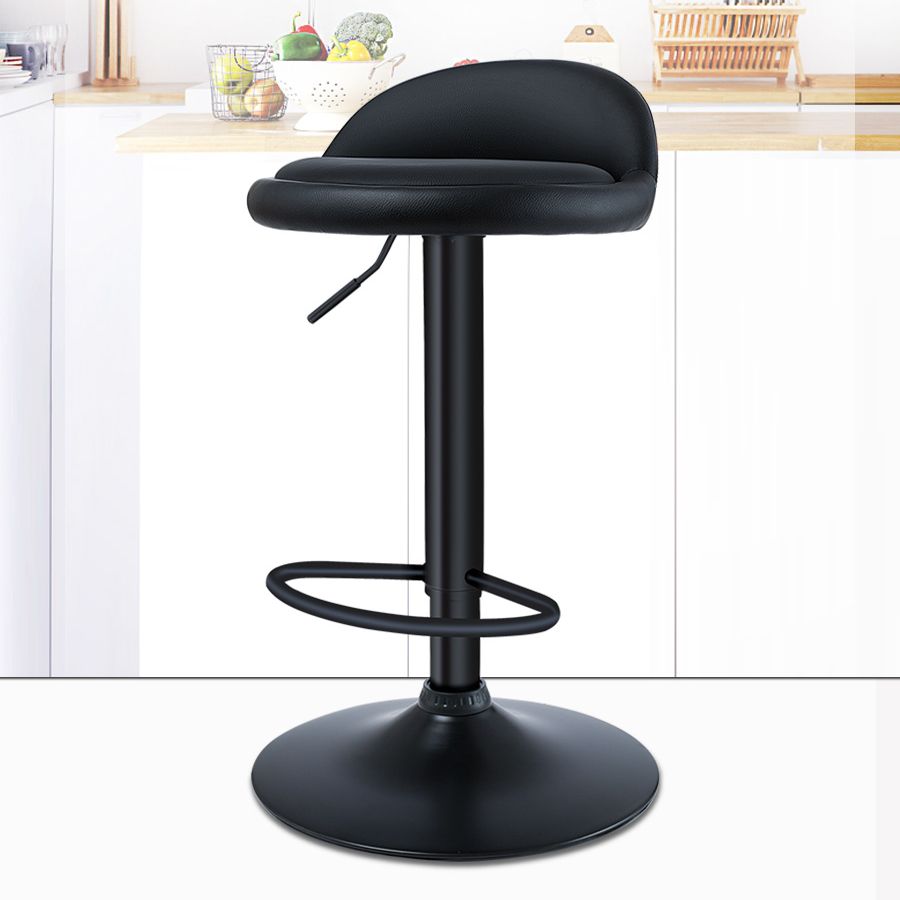 Black Modern Metal Bar Stool Adjustable Footrest Low Back Indoor Stool