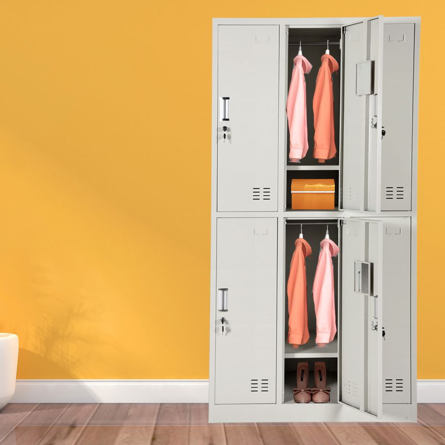 Gray Hinged Wardrobe Closet Contemporary Steel Wardrobe Cabinet