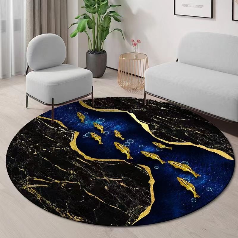 Gorgeous Living Room Carpet Trendy Round Area Rug Polyester Non-Slip Backing Indoor Rug