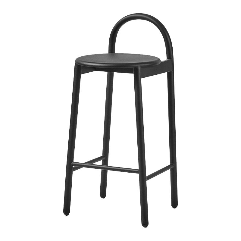 Modern Circular Wood Top Barstool Metal 4 Legs Bar Stool for Living Room