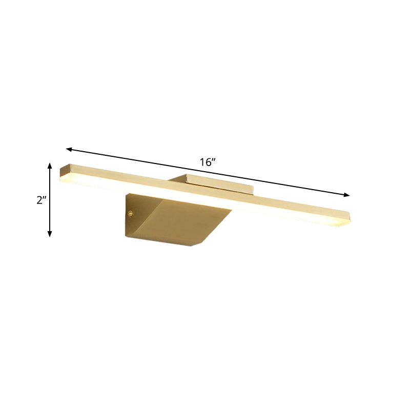 16"/21.5" W Metallic Streamlined Wall Lamp Simplicity LED Gold Vanity Sconce Light for Bathroom