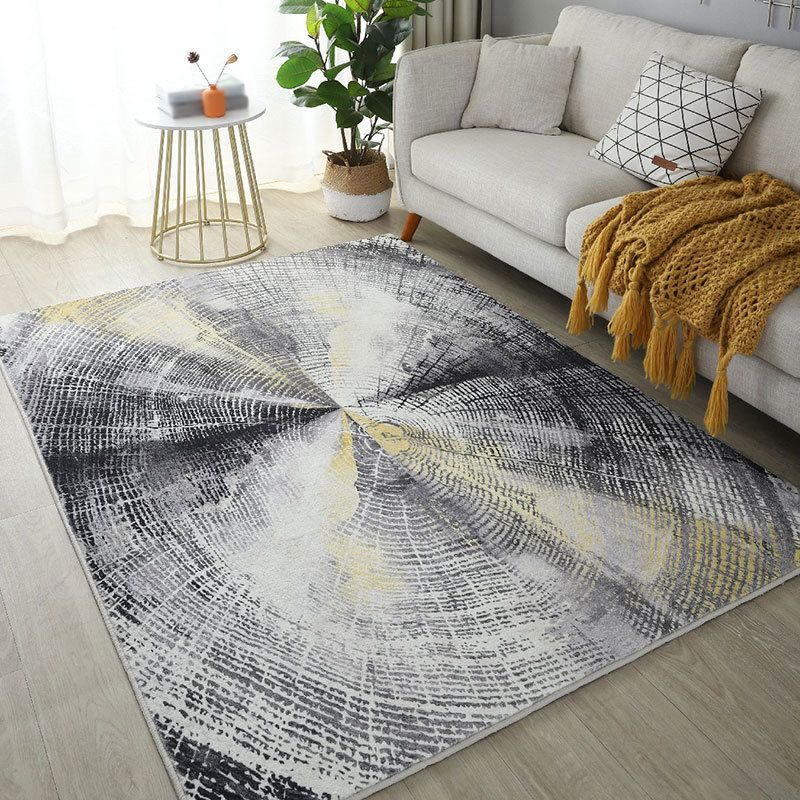 Gray Modern Area Rug Polyester Abstract Graphic Rug Washable Rug for Living Room