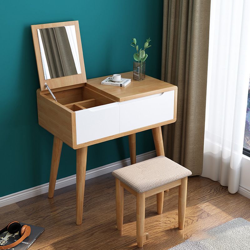 Solid Wood Dressing Table Mirror Make-up Vanity with 1 Drawer