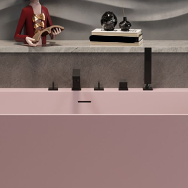 Modern Soaking Stone Bathtub Rectangle Back to Wall Bathtub with Faucet