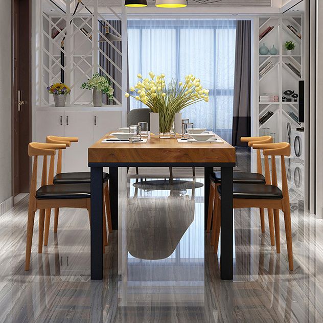 Rectangle Industrial Style Solid Wood Dining Room Set with 4 Legs Table Dining Room Furniture