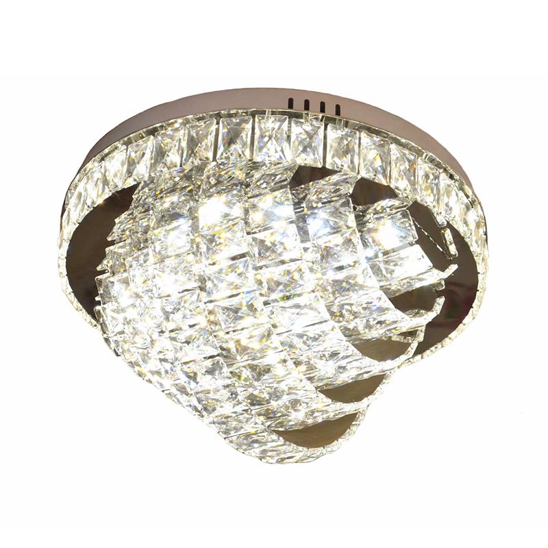 18"/22" W LED Flushmount Lighting Simple Style Tiered Faceted Crystal Close to Ceiling Lamp in Chrome