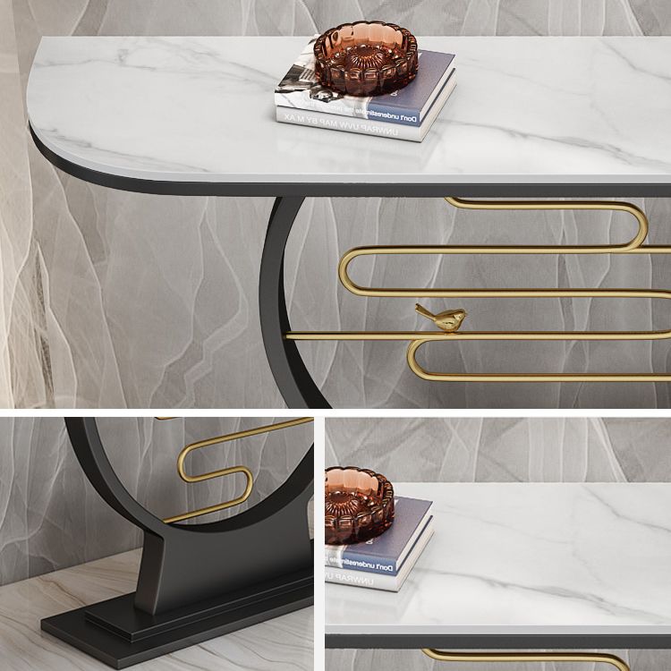 31.5" Tall Stone Console Table Modern Stain Resistant End Table for Hall