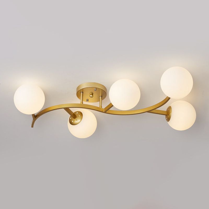 Sphere Glass Semi Mount Lighting Modern Style Ceiling Mounted Light