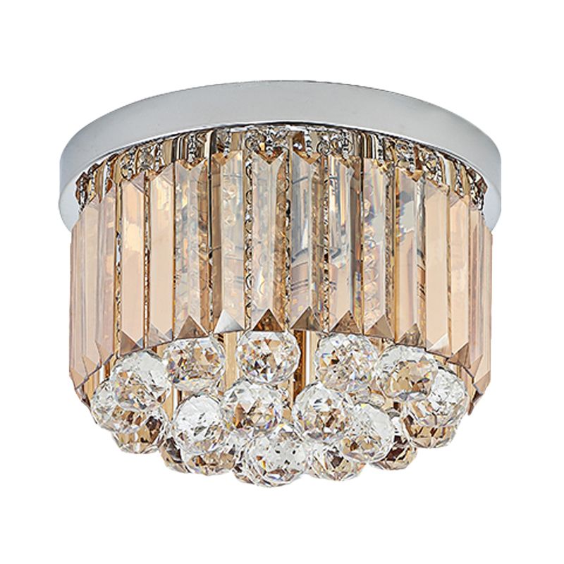 Minimal Round Crystal Orb Flush Mount Light 4 Heads Close to Ceiling Lighting in Chrome