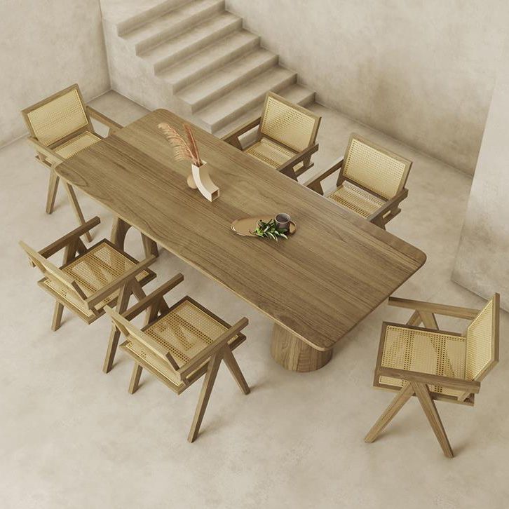 1/2/3/4/7 Pieces Industrial Rectangle Dining Table Set Solid Wood Kitchen Table Set