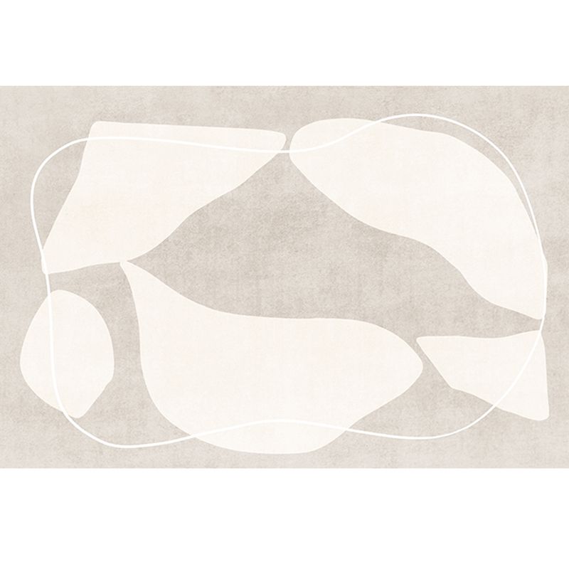 Apricot Tone Nordic Area Carpet Polyester Abstract Print Indoor Rug Easy Care Carpet for Living Room