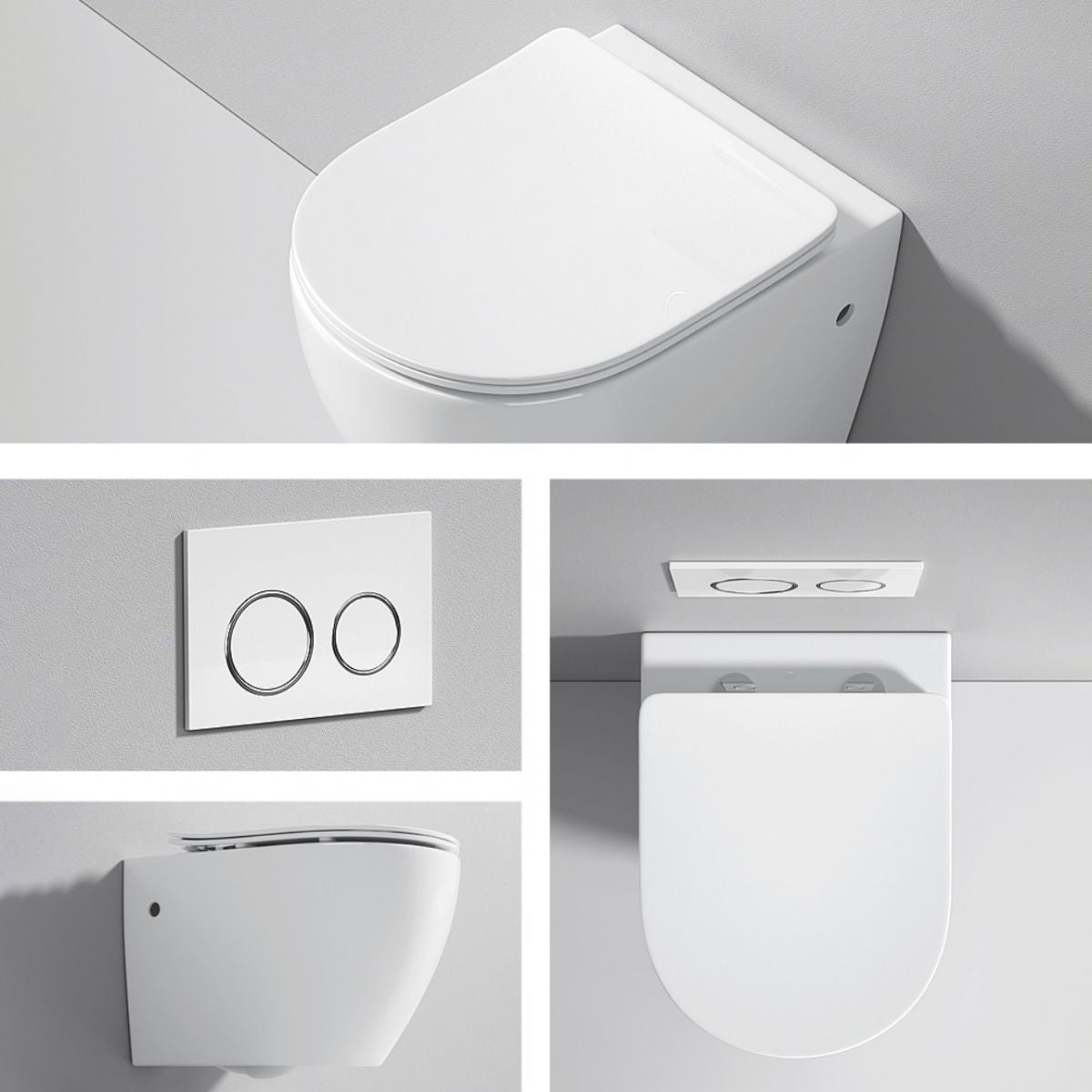 Modern White Flush Toilet Wall Hung One-Piece Toilet with Slow Close Seat
