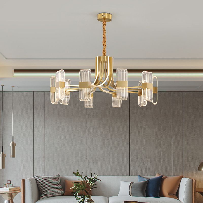 Gold Metal Hanging Pendant Lights Contemporary Sputnik Hanging Lamps for Living Room