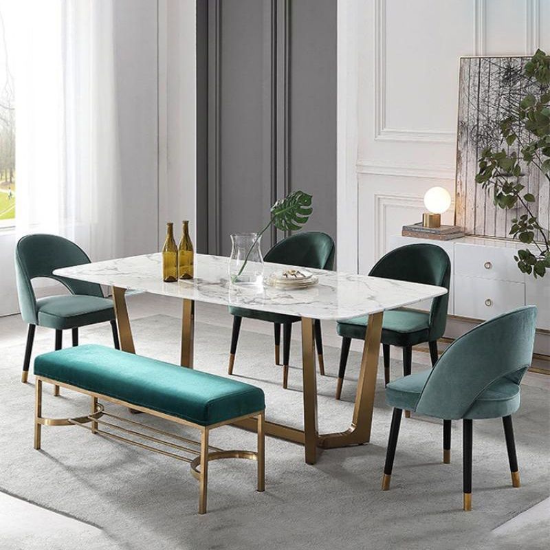 Glam Arm Chair Fabric Open Back Dining Chair for Dining Room