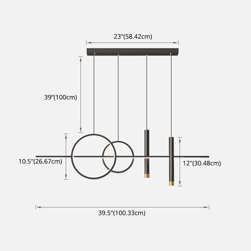 Luce isola LED lineare di ferro in gel di silice in stile minimalista moderno lampada sospesa per spazi interni