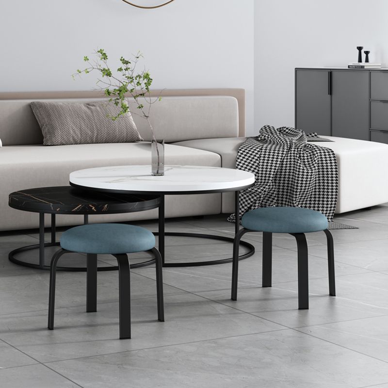 Footstool Ottoman Tear Resistant Solid Glam Cotton Blend Round Ottoman