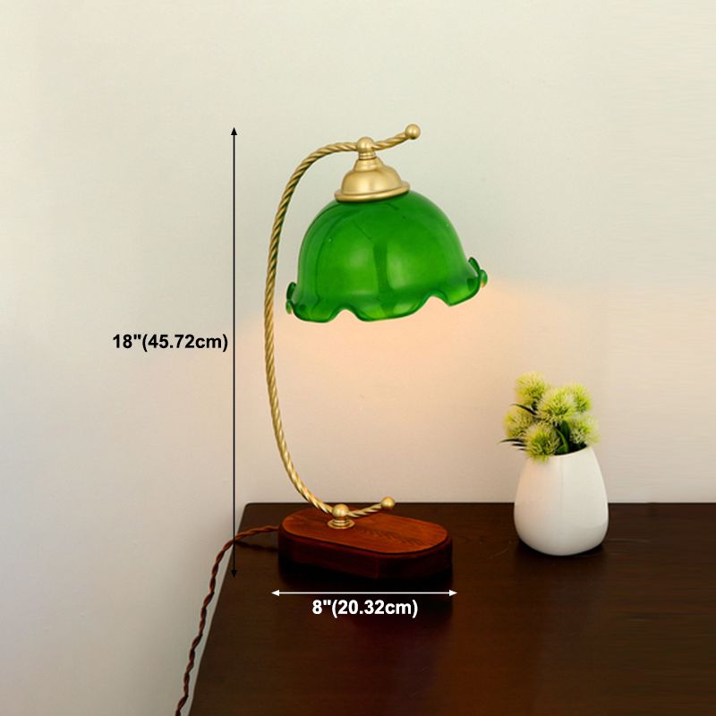 Floral Night Table Lamp Minimalist Style Glass Table Light for Bedside