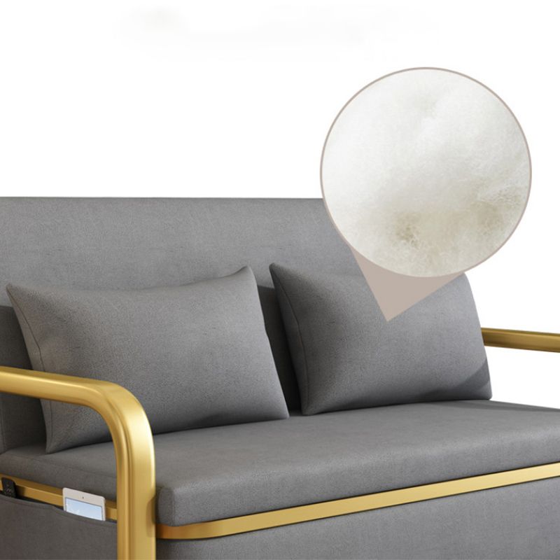 Gray Faux leather Sleeper Sofa 35.43" Wide Foldable Sofa Bed with Cushion Back