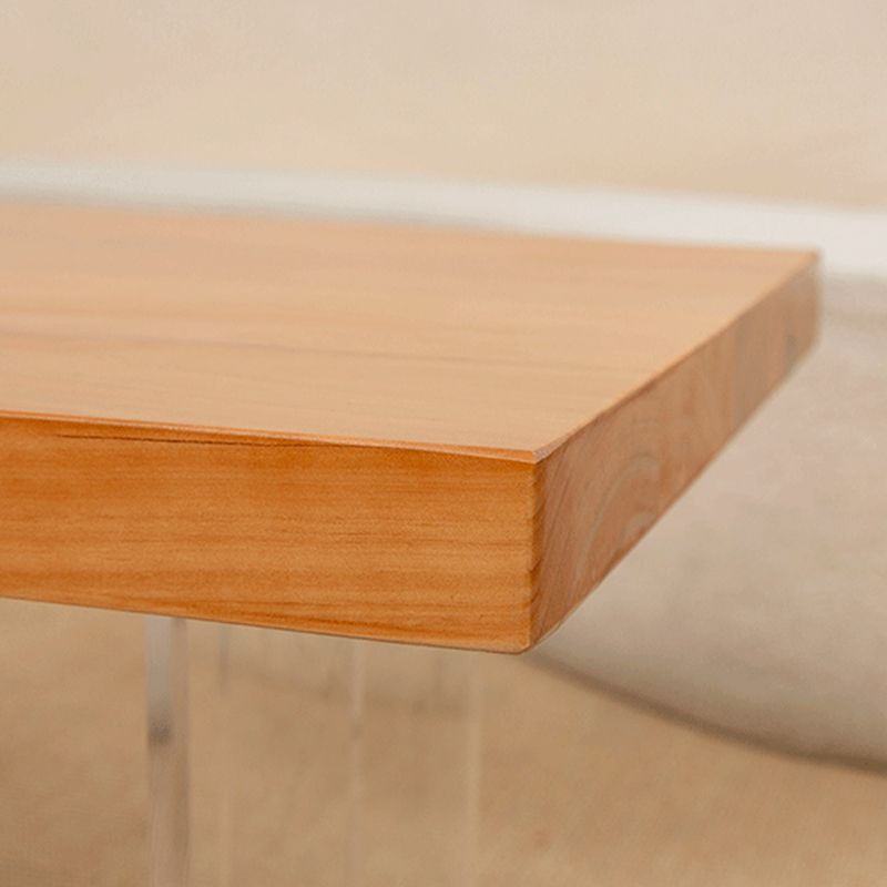 Natural Solid Wood & Acrylic Coffee Cocktail Table - 15.75" H