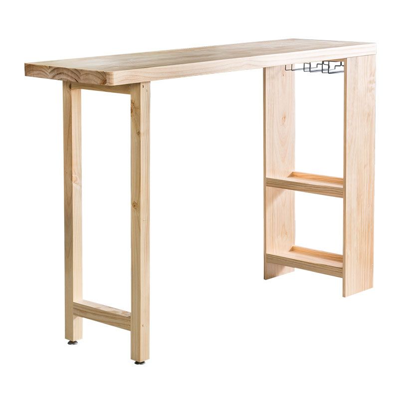 Modern Bar Table Set 1/3 Pieces Rectangle Pine Wood Counter Table for Milk Tea Shop