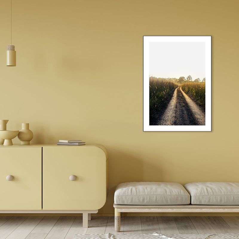 Soft Color Road Landscape Painting Textured Art Print for Bedroom, Multiple Sizes